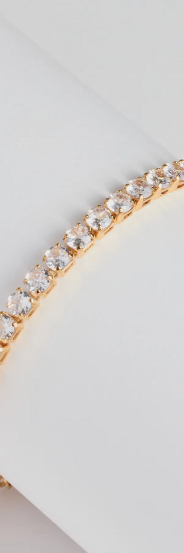 Luxe Glimmer Rhinestone Pull-Clasp Tennis Bracelet