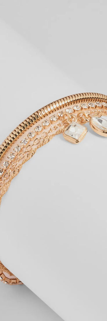 Trendy Stack Multi-Chain Rhinestone Bracelet