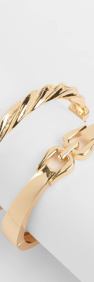 Double The Drama Chain And Twist Bangle Set