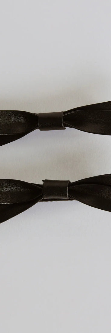 Stunning Extra Faux Leather Bow Barrettes