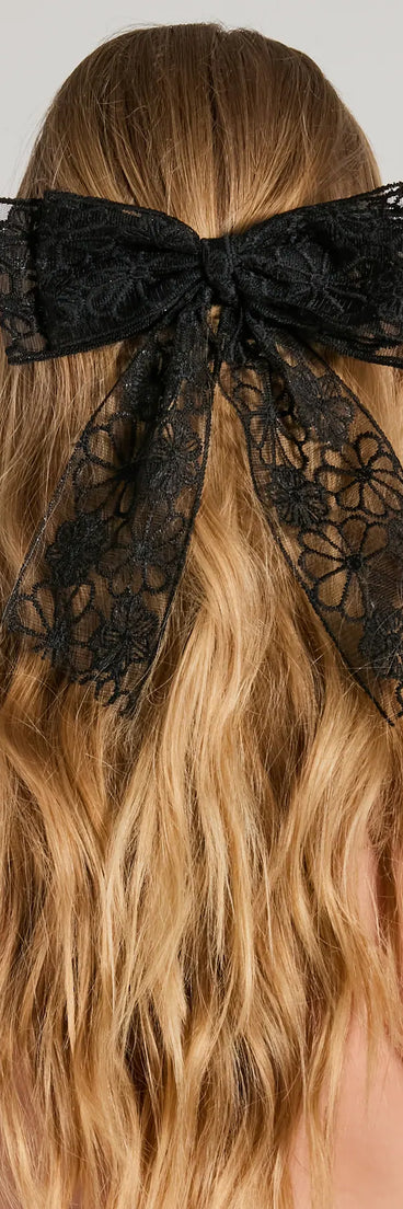 Darling Chic Floral Tulle Hair Bow Clip