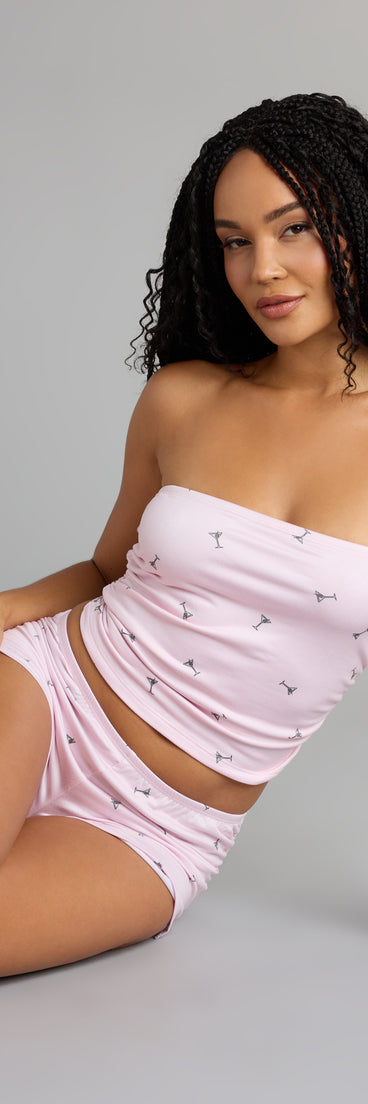 Sip Happens Martini Print Tube Pajama Top