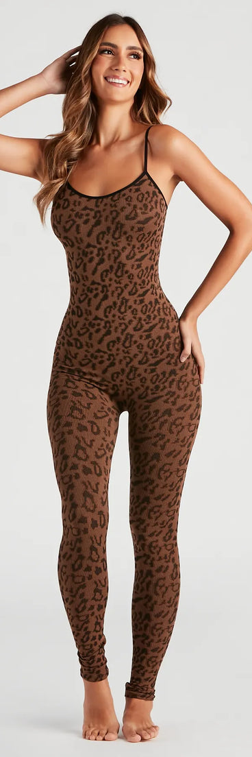 Spot My Style Leopard Knit Catsuit