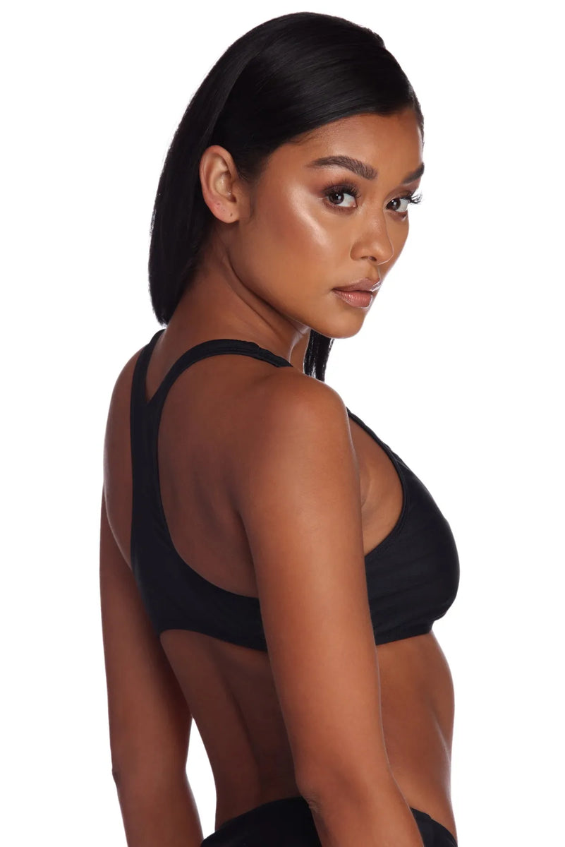 トップス andmarryribbononeshouldertops Denim Cutie Halter Lace-Up Crop Top | Windsor