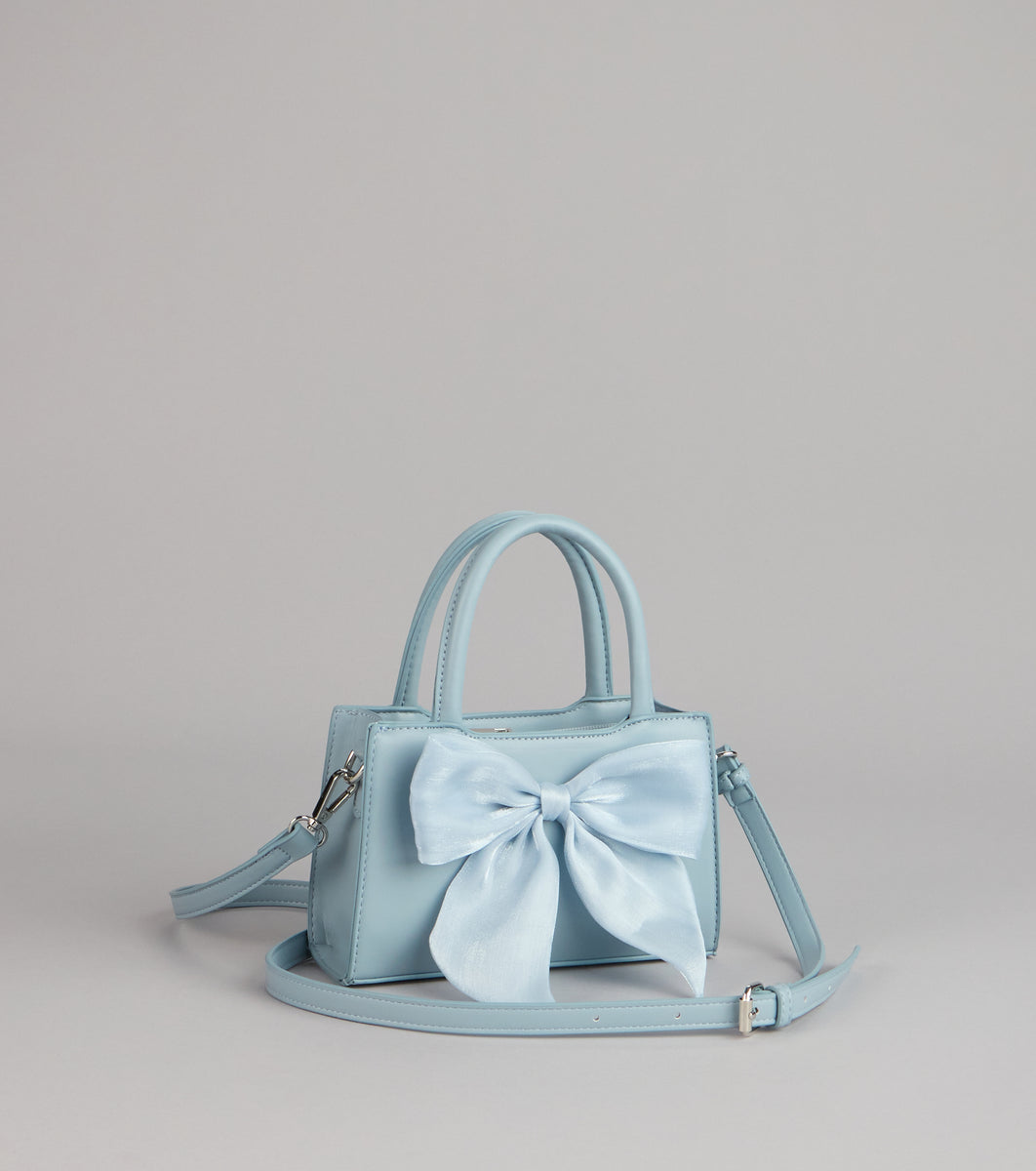 Tres Chic Tulle Bow Faux Leather Handbag | Windsor
