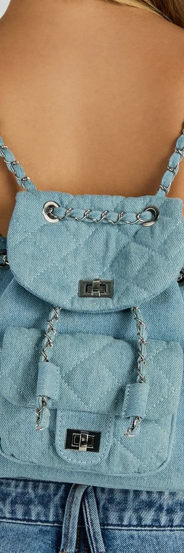 Main One Quilted Denim Mini Backpack