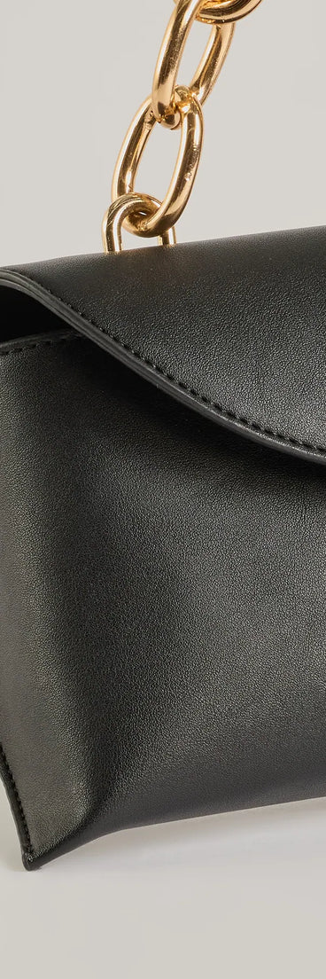 Fab Night Out Faux Leather Chain Link Handbag