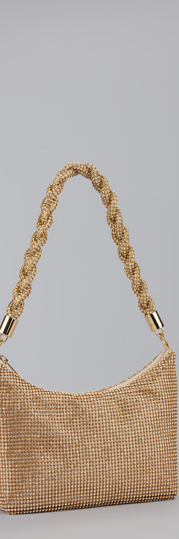 Luxe Shine Rhinestone Braided Shoulder Bag