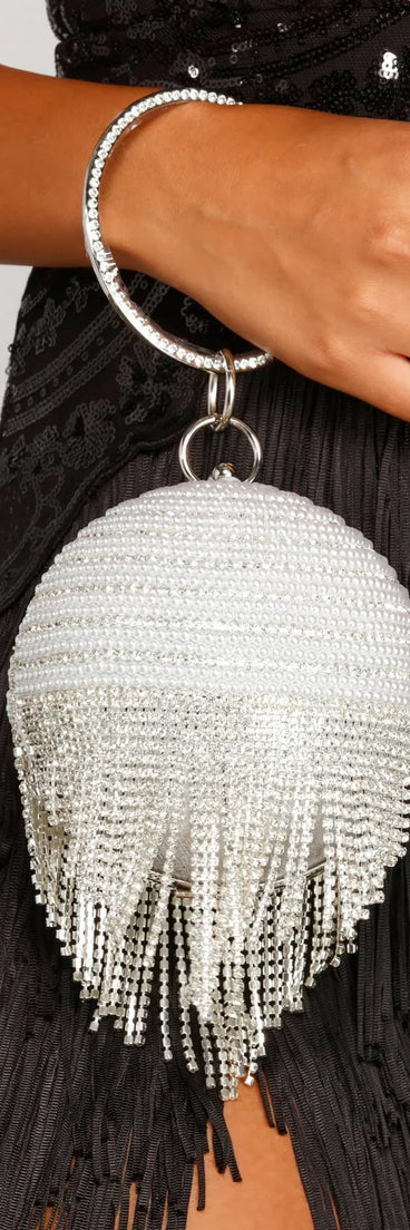 Vintage Glamour Rhinestone And Pearl Sphere Clutch