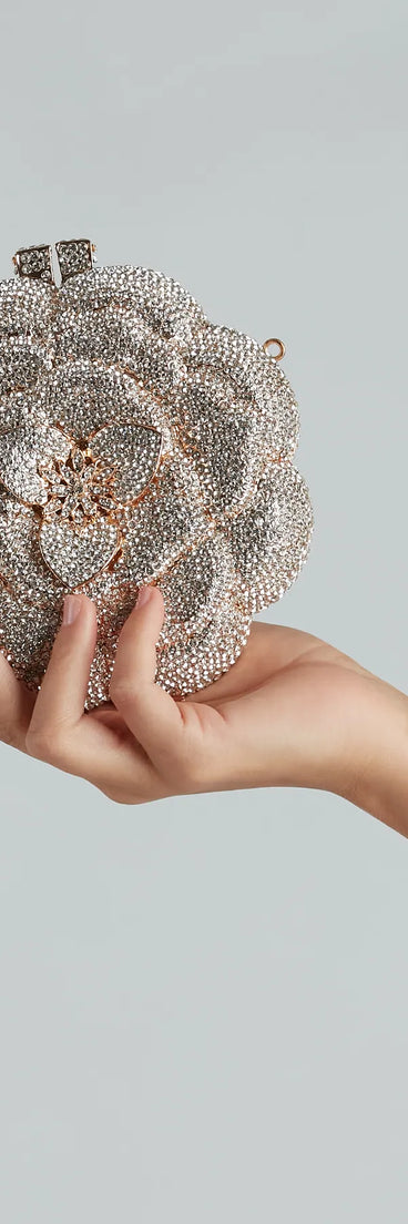 Divine Luxury Rhinestone Rose Minaudiere Bag
