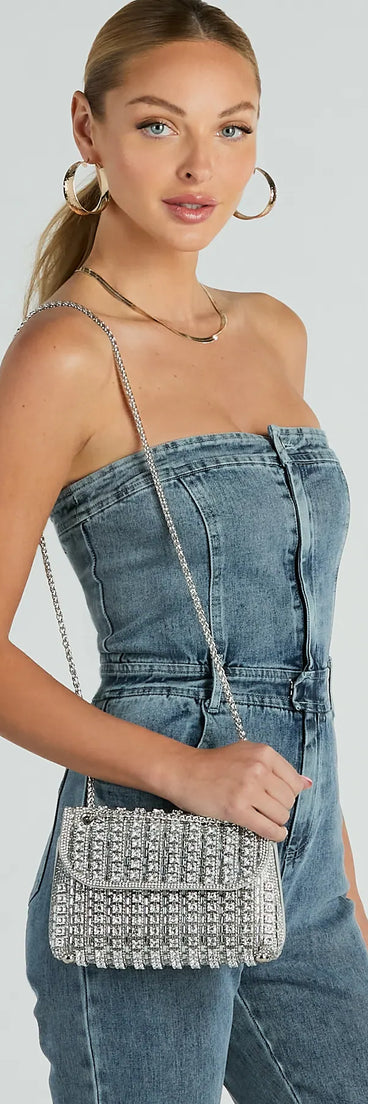 Sparkly Look Rhinestone Crossbody Bag