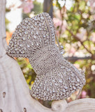Looks So Divine Rhinestone Bow Minaudiere Clutch