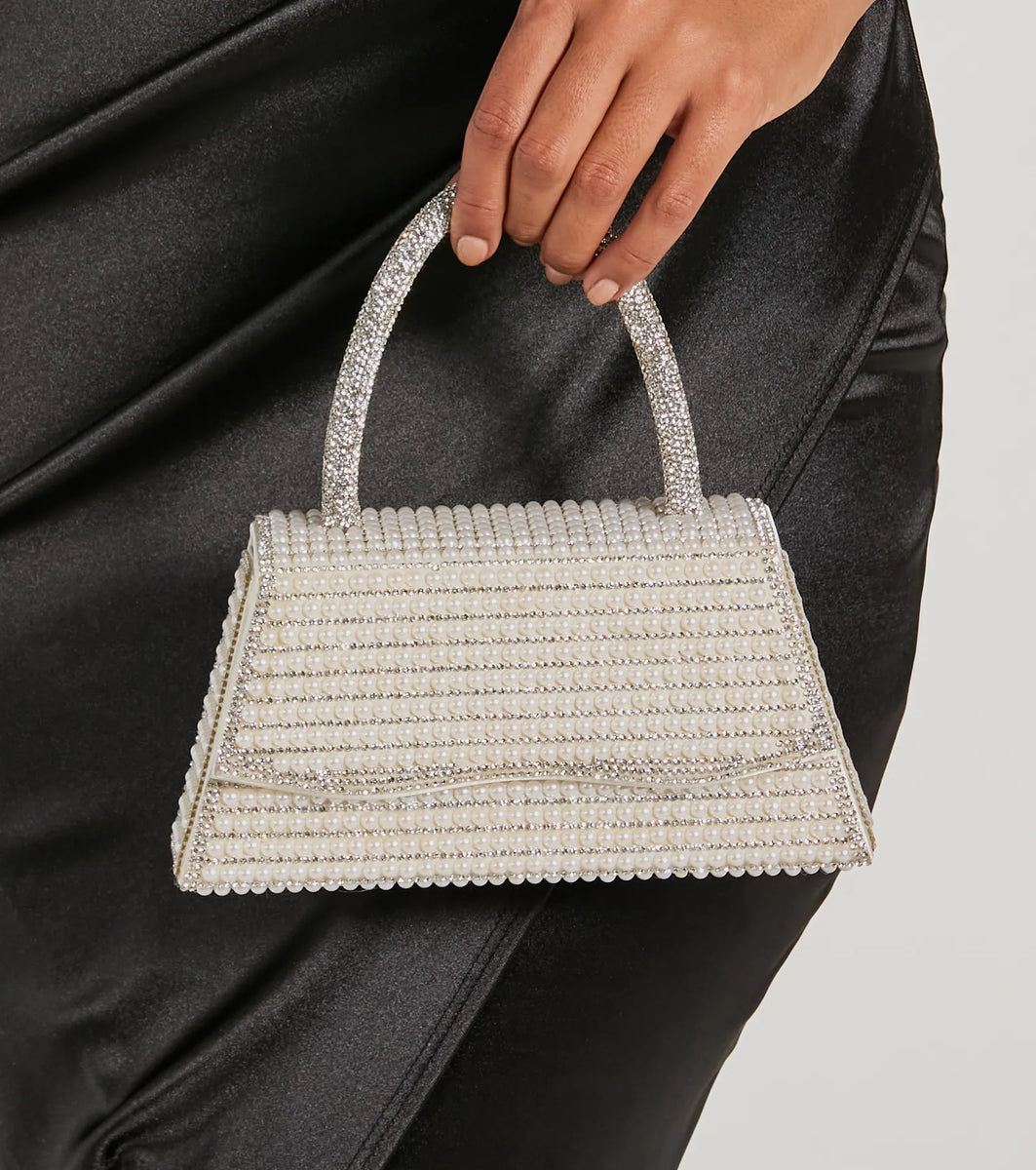 What A Glam Cutie Faux Pearl Rhinestone Mini Bag | Windsor