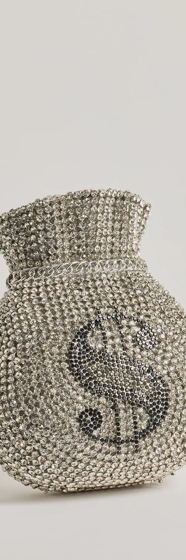 Get That Money Rhinestone Clutch, a trendy silver addition to women's going-out outfits, is ideal for Christmas party outfits, chic NYE attire, or winter night-out looks that keep you on-trend!