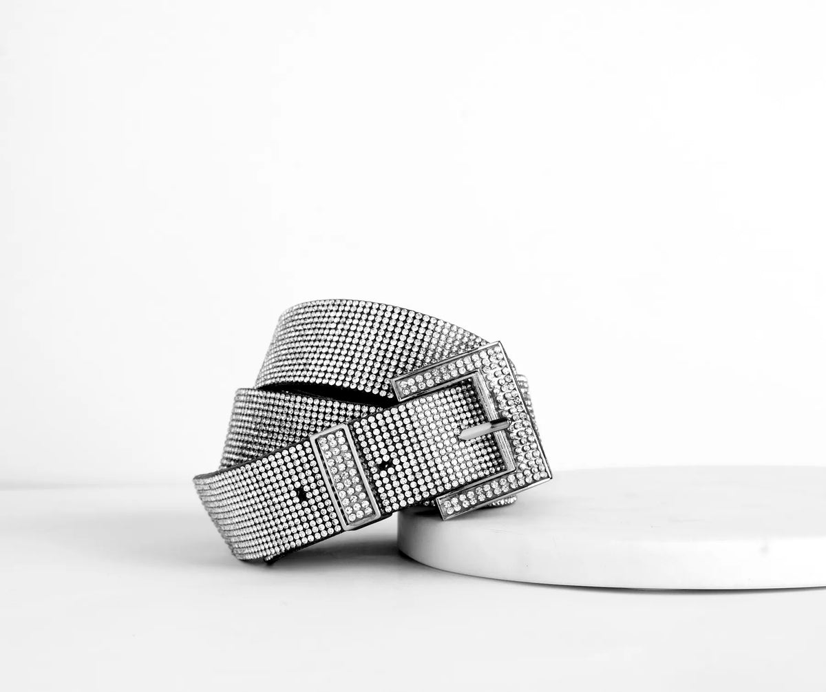 Glam Rhinestone Square Buckle Belt | Windsor