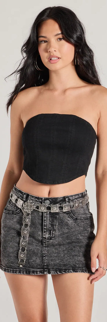 Western Attitude Etched Square Chain Belt