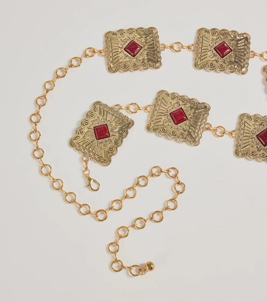 Western Vibes Colored Stone Chain Belt | Windsor