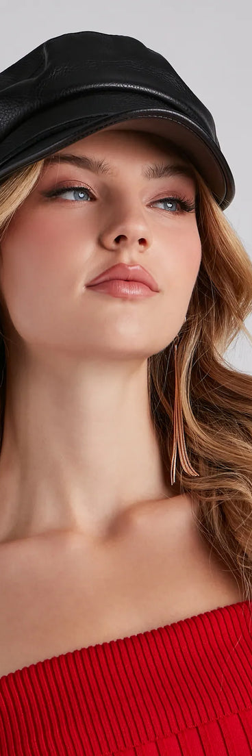 Major Chic Moves Faux Leather Cabbie Hat