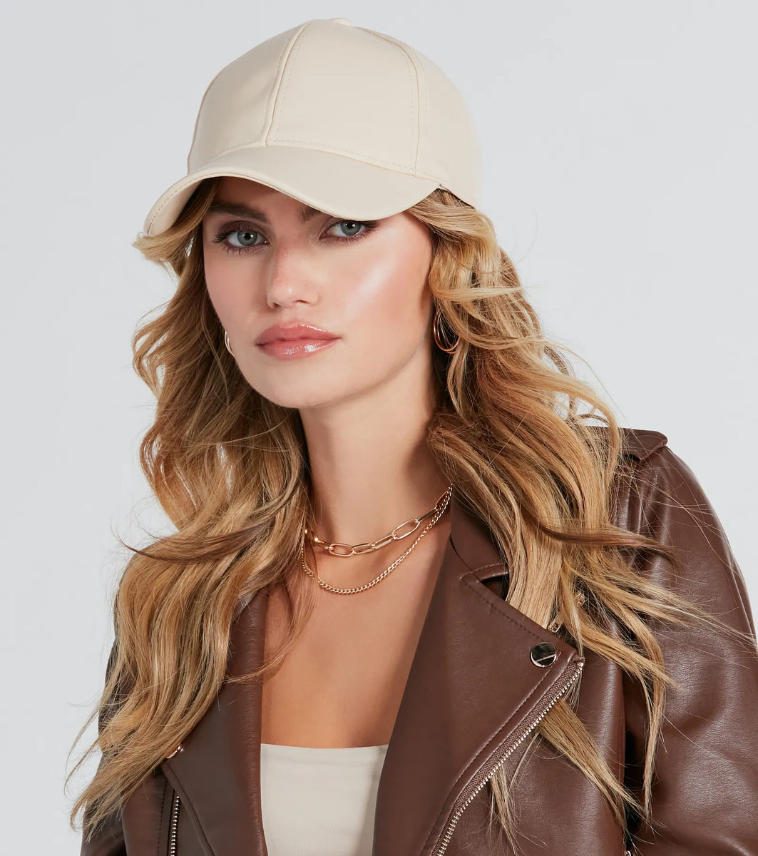 Spotted Downtown Faux Leather Baseball Cap | Windsor display picture 3