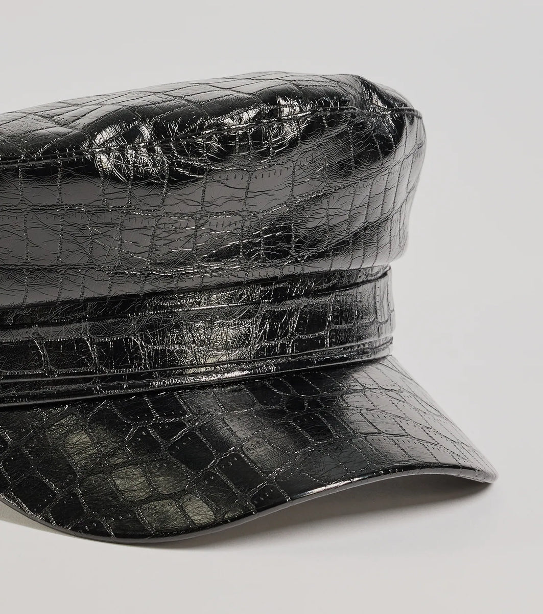 Edgy Sleek Croc-Embossed Cabbie Hat | Windsor