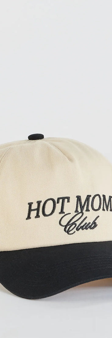 The Hot Mom Club Two-Tone Baseball Cap in multi-color brings edge and energy to your vibe, ready to elevate any festival look or concert outfit.