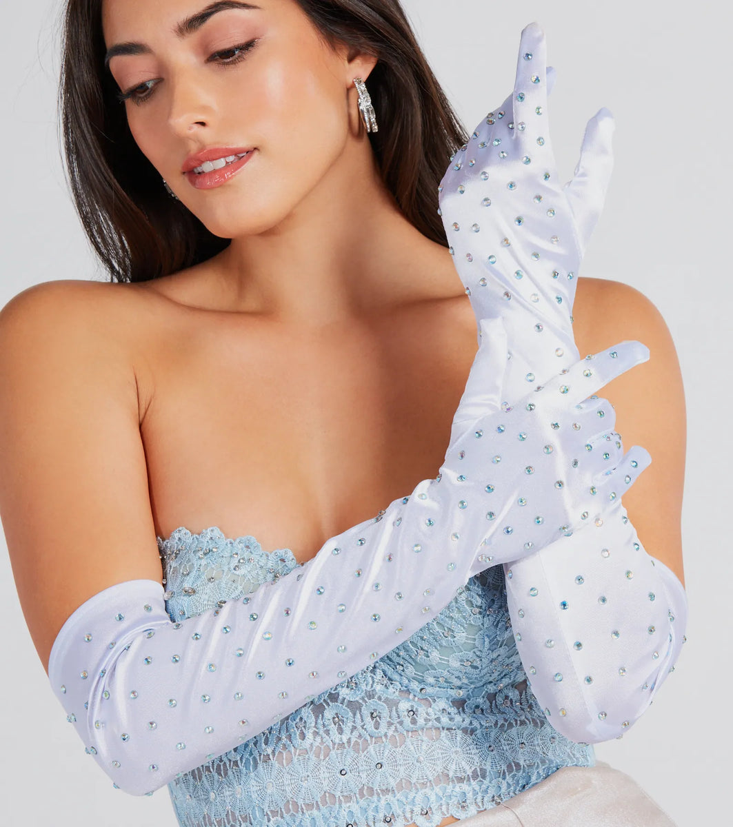 Sophisticated Rhinestone Gloves
