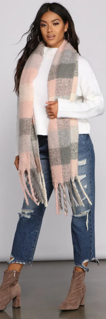 Pretty In Plaid Blanket Scarf