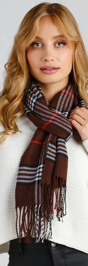 Easy Breezy Plaid Fringe Scarf