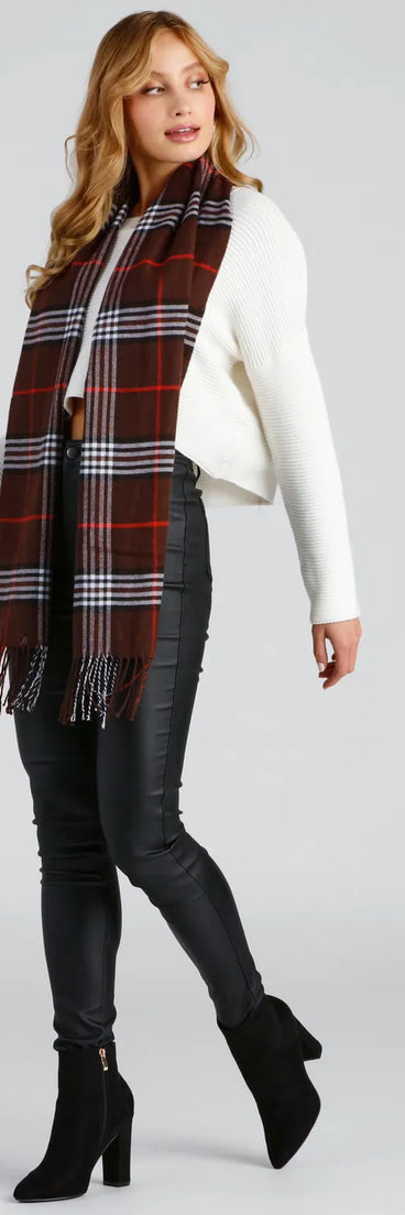 Easy Breezy Plaid Fringe Scarf