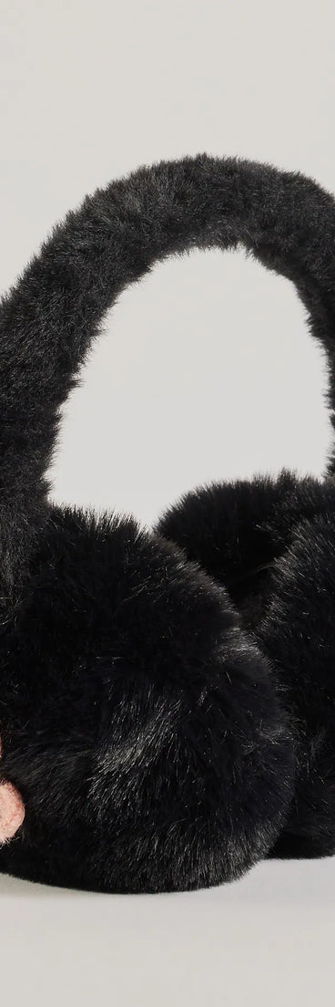 Add a touch of seasonal charm to your winter wardrobe with the So Cozy Bow Detail Faux Fur Earmuffs, a black cold-weather accessory that effortlessly completes your seasonal looks!