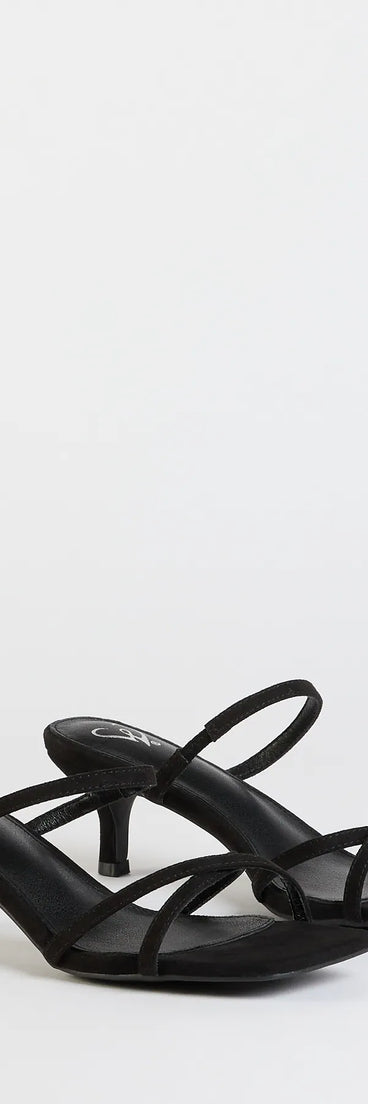 Step into style with the Chic Strappy Kitten Stiletto Heels, black heels made to complete your Windsor look with comfort and glam in mind.