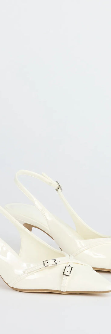 Step into style with the Chic Buckle Strap Sling-Back Stiletto Pumps, white heels made to complete your Windsor look with comfort and glam in mind.