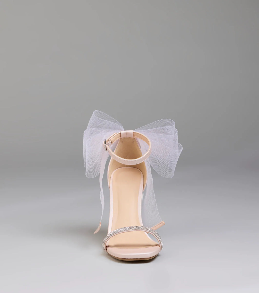 【PORTERNA】Penny Stiletto Ribbon Heels Seren Gold Strappy Square Toe Star Stiletto Heel| Public Desire