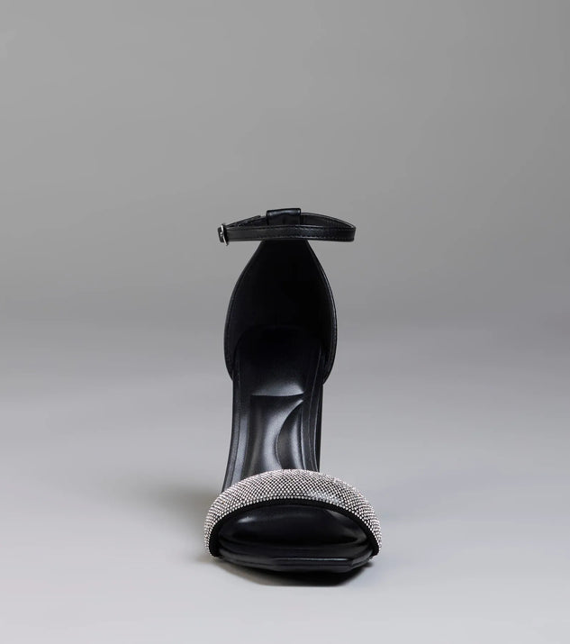 Turn heads in the Royal Treatment Rhinestone Block Heels, black heels showcasing a fresh trend or stylish detail made to elevate your full Windsor fit.