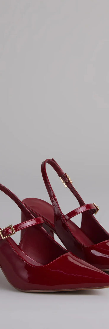 This wine piece brings trend-right energy to the Too Chic To Quit Sling-Back Pumps, perfect for fall outfits that stand out.