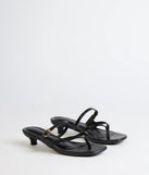 Step into style with the Chic Trend Thong Strap Kitten Heel Mules, black heels made to complete your Windsor look with comfort and glam in mind.