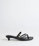 Elevate warm-weather looks with Chic Trend Thong Strap Kitten Heel Mules in black, a pair of trendy sandals bringing chic, modern flair to every step.