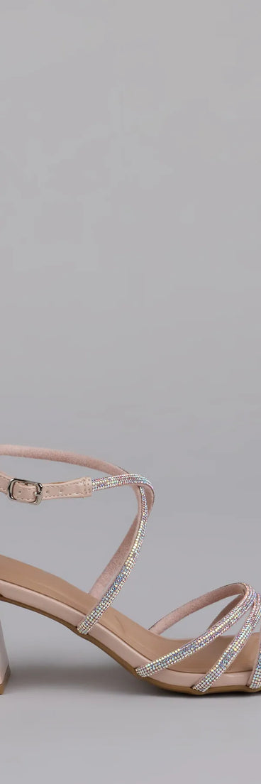 Get inspired with the A-List Glam Rhinestone Strappy Block Heels, a feed-worthy nude piece that’s part of Windsor's updated and curated women’s clothing edit packed with must-have fall outfit ideas.