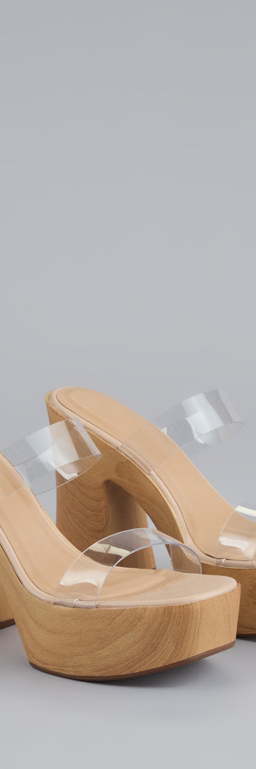 Walk Tall Clear Strap Platform Block Heels