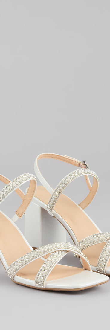 Shine All Night Pearl Rhinestone Block Heels