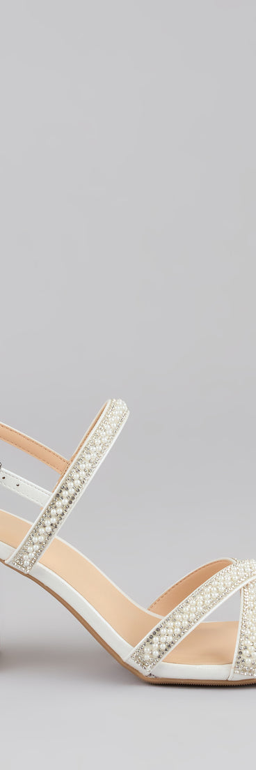 Shine All Night Pearl Rhinestone Block Heels