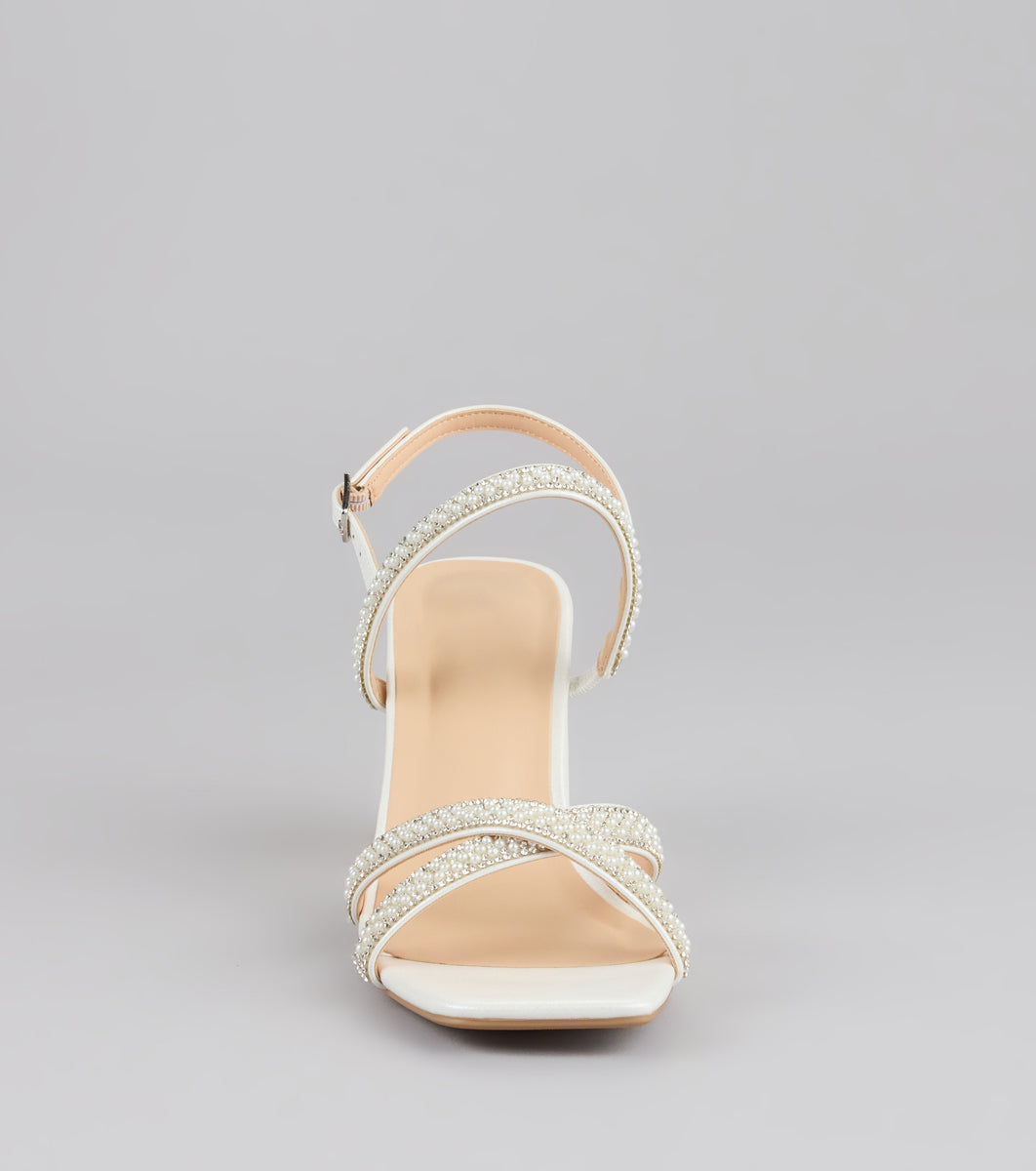 Shine All Night Pearl Rhinestone Block Heels | Windsor
