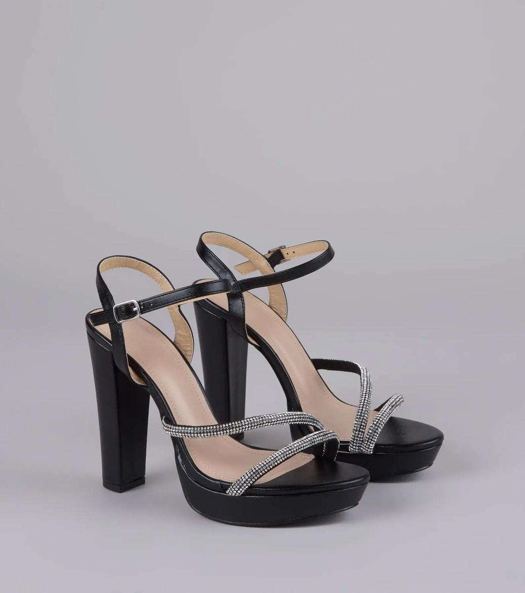 ★☆★✨ Sparkle And Shine Rhinestone Spiral Block Heels | Windsor