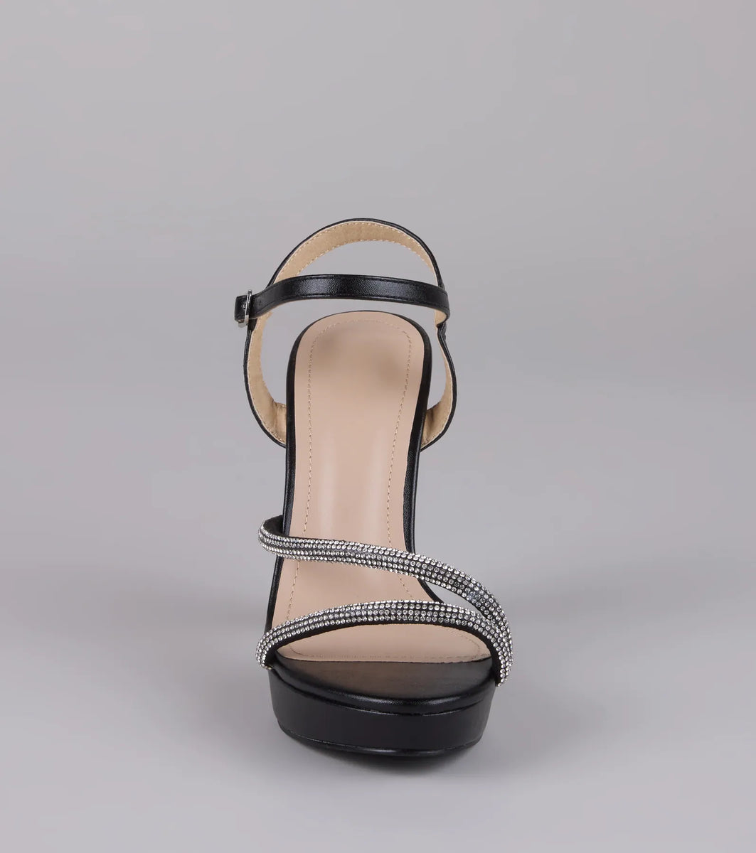 Dazzle Me Up Rhinestone Strappy Block Heels | Windsor