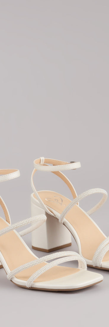 Chic And Polished Pearl Satin Block Heels