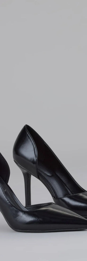 This black piece brings trend-right energy to the Power Move Pointed Cutout Stiletto Pumps, perfect for fall outfits that stand out.