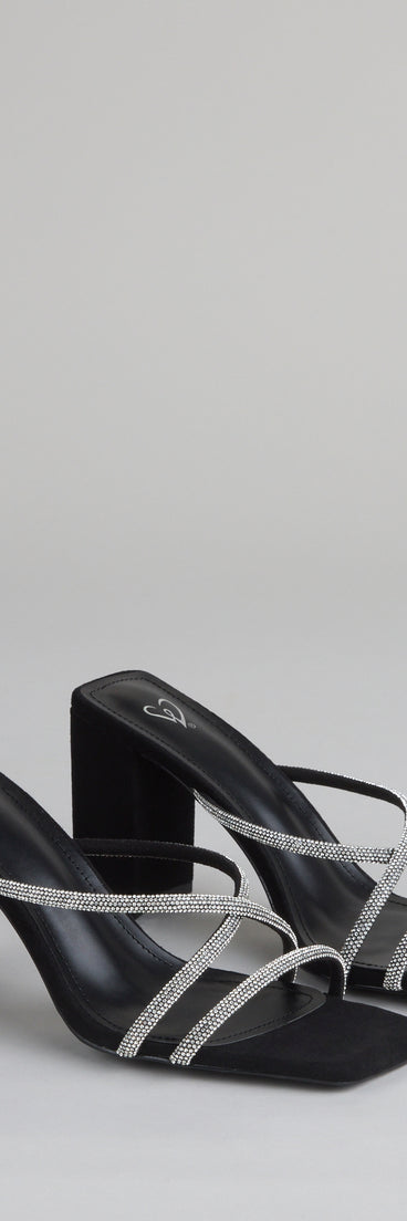 Strut Strategy Rhinestone Strappy Mules