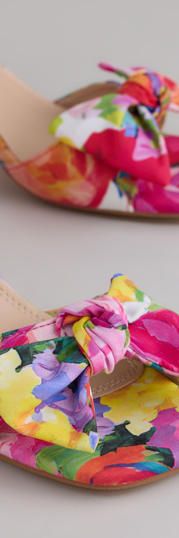 Floral Moment Bow Block Heels