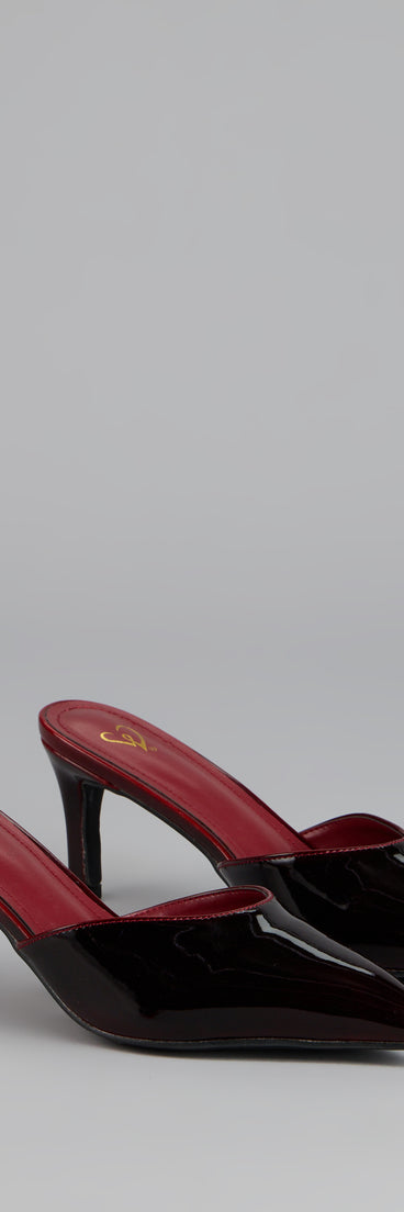 This burgundy piece brings trend-right energy to the Polished Intent Patent Mules, perfect for fall outfits that stand out.