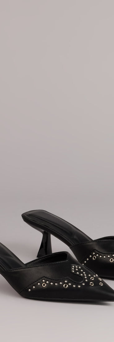Studded Edge Pointed Kitten Pumps